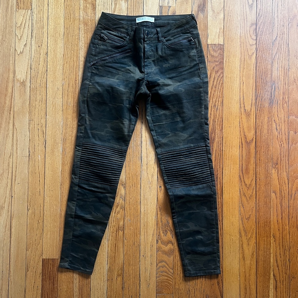 Zara Olive Camo Denim Jeans
